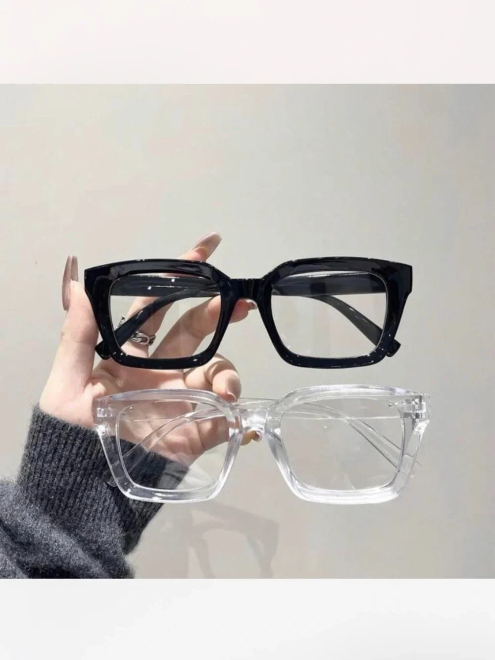 Square Frame Glasses - Black and Clear